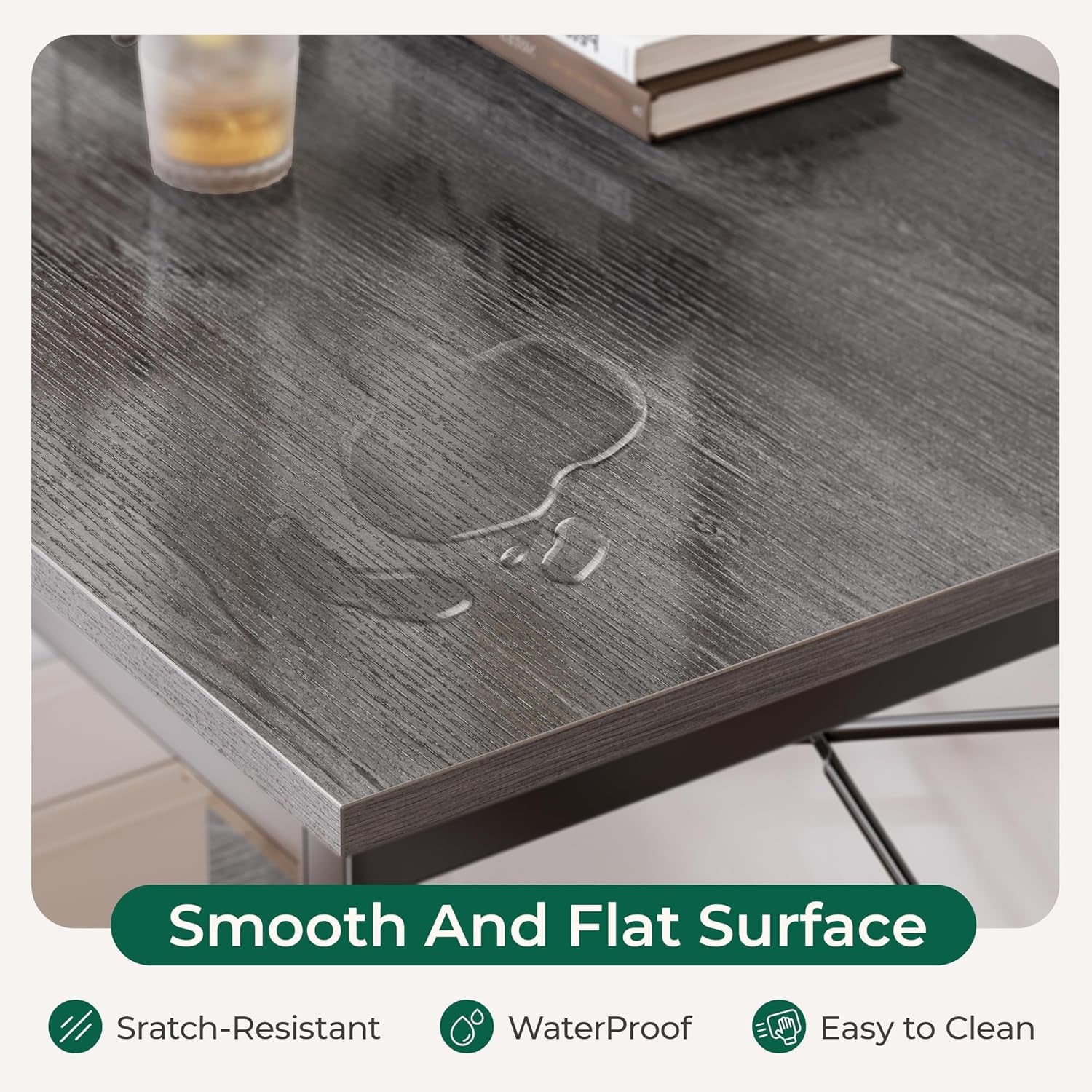 L Shaped Desk, 47 Inches Computer Desk with Reversible Storage Shelves, for Gaming Corner Home Office Writing Study, Metal Frame, Gray