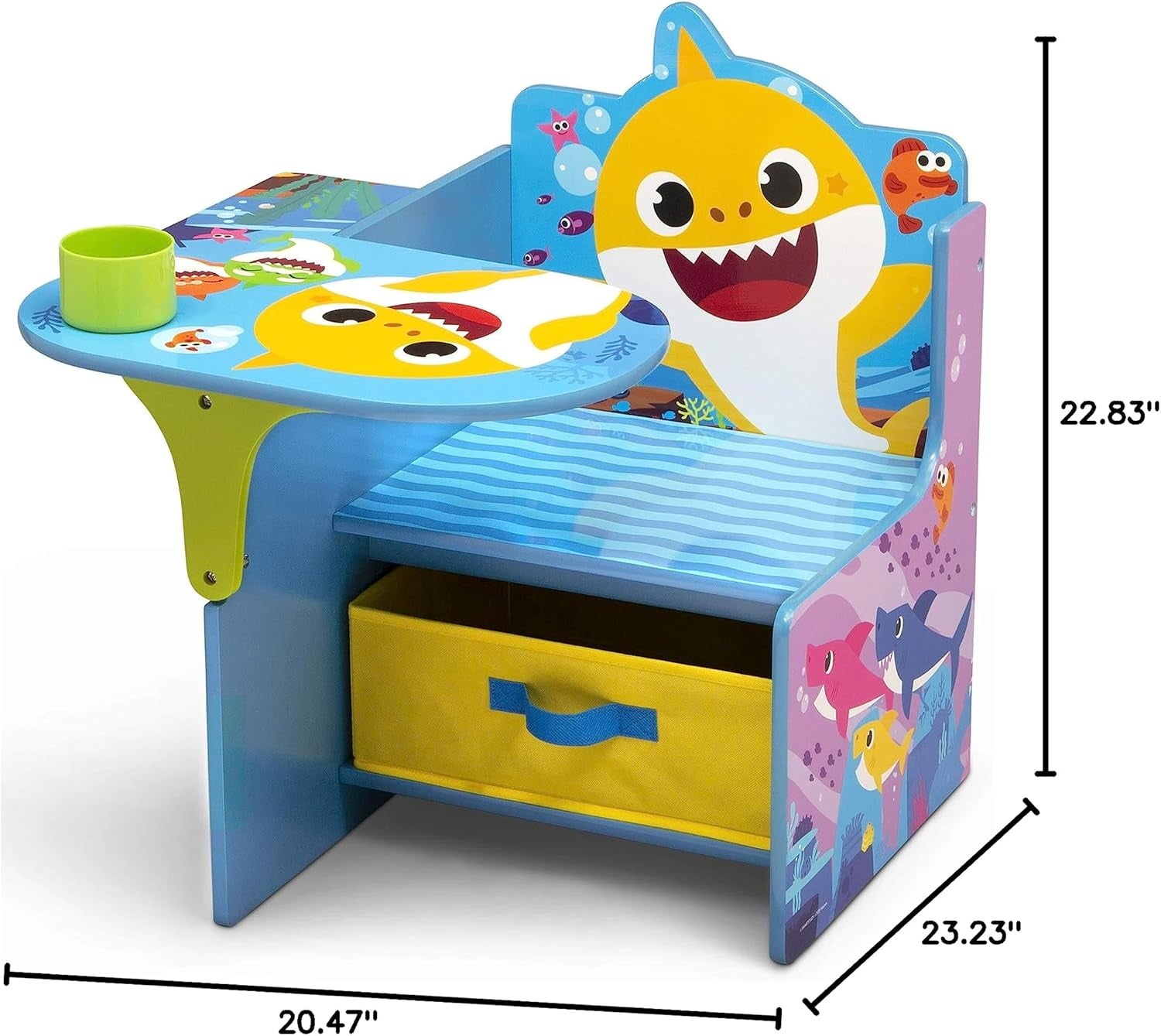 Baby Shark Chair Desk with Storage Bin - Ideal for Arts & Crafts, Snack Time, Homeschooling, Homework & More by