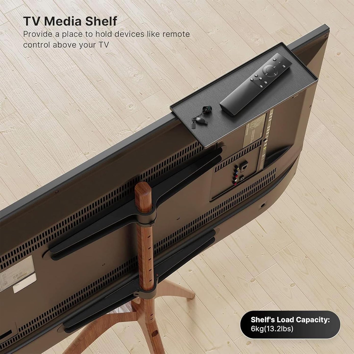 Premium Wood Easel TV Stand, Adjustable TV Tripod Stand for 45-65 Inch LED LCD Screen, with Top TV Shelf and Magnetic Concealed Cable Management, Max Load 88Lbs, Walnut