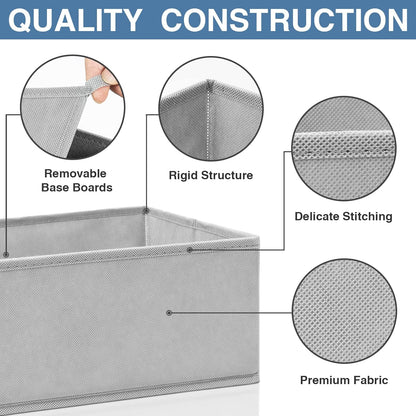 Drawer Organizer Clothes 24 Pack, Fabric Closet Organizers and Storage Bins for Underwear Sock, Odorless Dresser Drawer Dividers for Baby Nursery Organization (Grey)