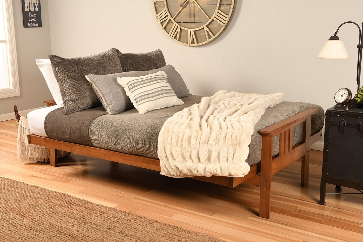 Monterey Futon Set, No Drawers, with Barbados Base and Suede Black Mattress