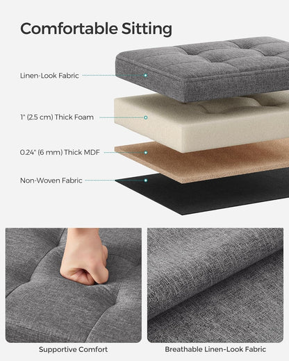 Mazie Collection - Small Folding Storage Ottoman, Foot Rest Stool, 12.2 X 16.1 X 12.2 Inches, 286 Lb Load Capacity, for Living Room, Bedroom, Home Office, Dorm, Dark Gray ULSF102G01