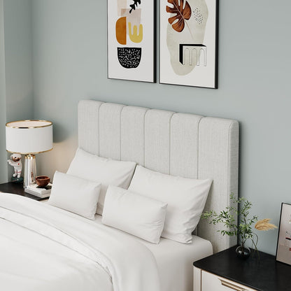 King Headboard Upholstered Headboards for King Size Bed Headboard Panels Adjustable Height Grayish White Linen Head Board