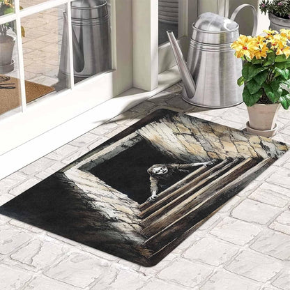 Halloween Door Mat Entryway Rug Black Crow Sitting at Night Welcome Matt Front Porch Rugs Doormat Outdoor Entrance Outdoor Rug Welcome Floor Mats, 18" X 30"Inch