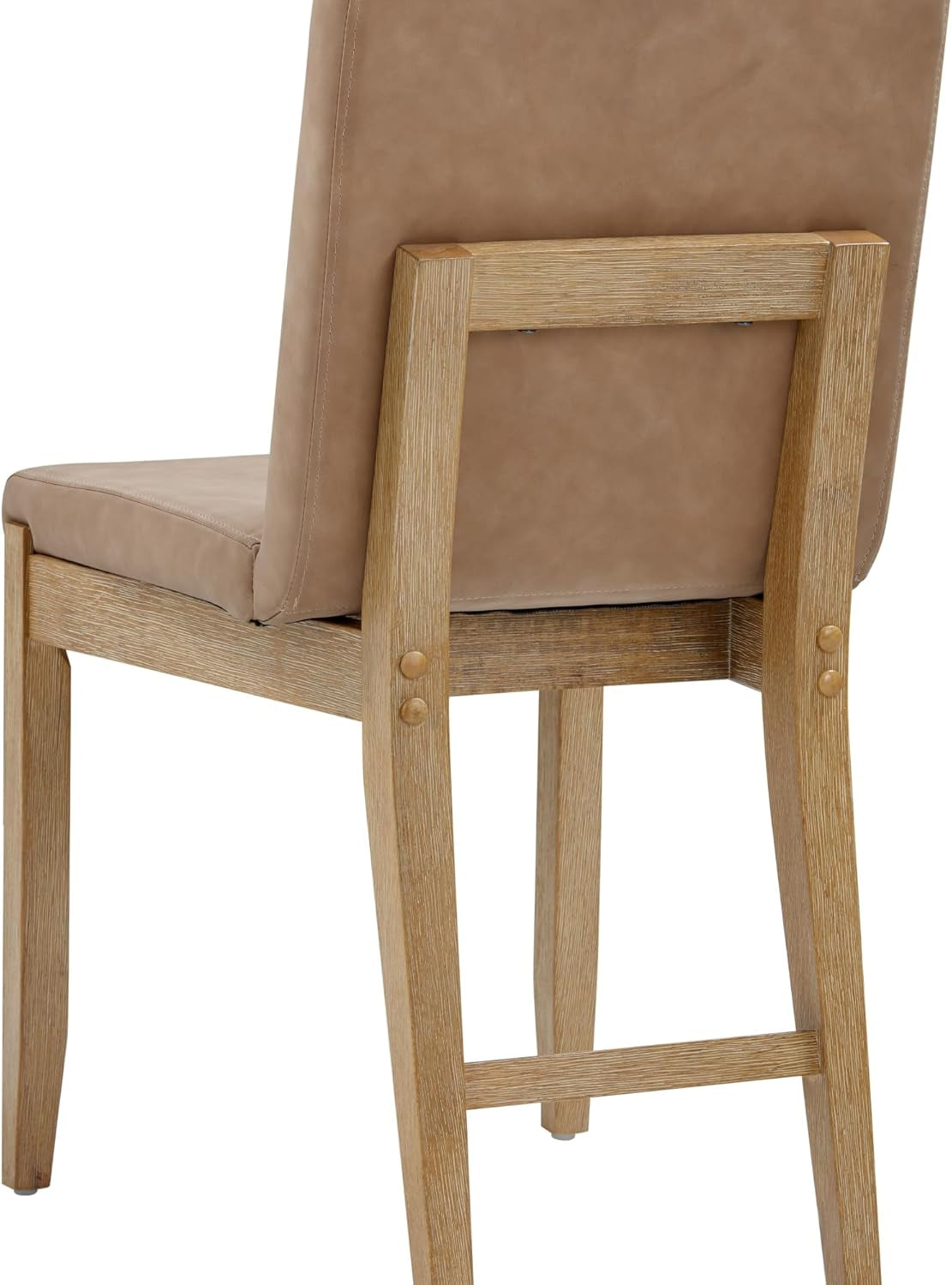 Gracie Modern Dining Chair with Cushion, Upholstered Dining Chair with Solid Wood Frame, Light Brown, Set of 2