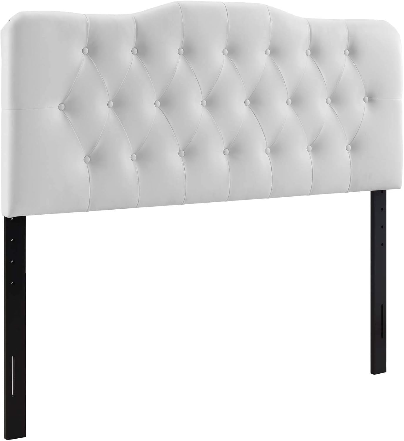 Annabel Tufted Button Faux Leather Upholstered Queen Headboard in White
