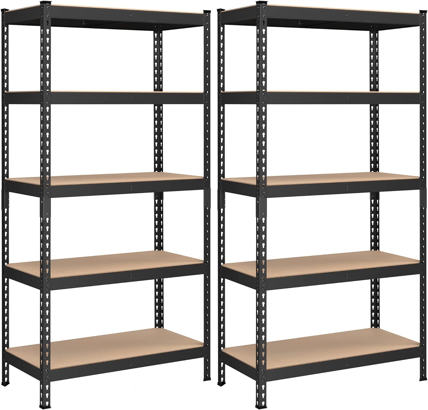 5-Tier Storage Shelves, Load 2310 Lb, Set of 2 Garage Storage, Boltless Assembly, Adjustable Shelving Unit, 17.7 X 35.4 X 70.9 Inches, for Study Shed Basement, Black UGLR450B02