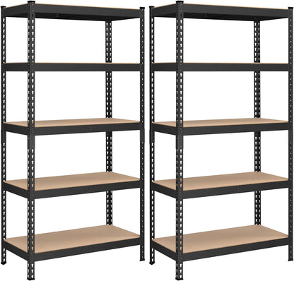 5-Tier Storage Shelves, Load 2310 Lb, Set of 2 Garage Storage, Boltless Assembly, Adjustable Shelving Unit, 17.7 X 35.4 X 70.9 Inches, for Study Shed Basement, Black UGLR450B02