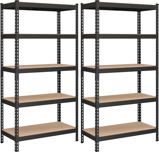 5-Tier Storage Shelves, Load 2310 Lb, Set of 2 Garage Storage, Boltless Assembly, Adjustable Shelving Unit, 17.7 X 35.4 X 70.9 Inches, for Study Shed Basement, Black UGLR450B02