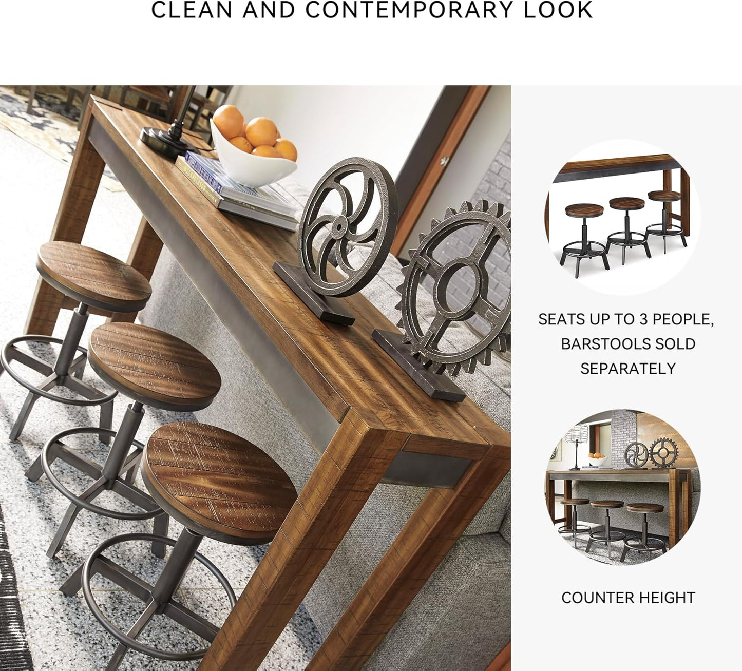 Furniture Torjin Urban Counter Height Dining Room Table, Two-Tone Brown