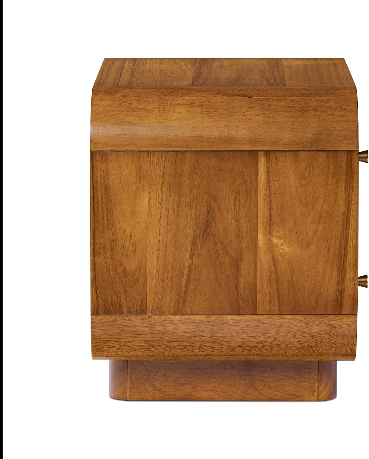 Oslo 22” Nightstand – Mid-Century Modern Bedside Table with Soft-Close Drawers, Solid and Veneered Acacia Wood Construction, Brass Handles, Light Brown Finish