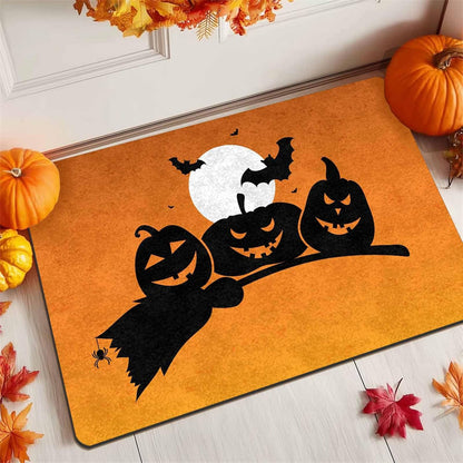 Halloween Welcome Mats for Front Pumpkins Door Mat Front Porch Rug Rubber Welcome Mats for Home Farmhouse Party Decor, 18" X 30"Inch