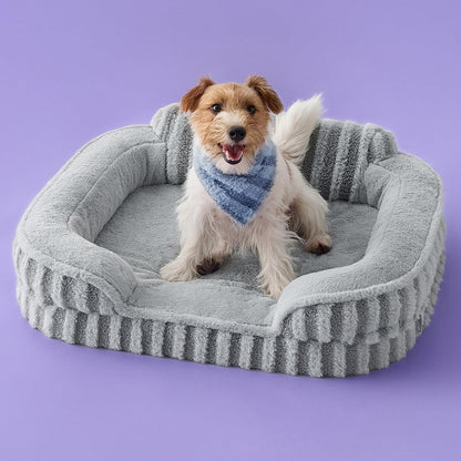 Cute Dog Bed Medium Size Dog, Orthopedic Waterproof Medium Pet Beds with Sides, High Back Non-Slip Bottom and Egg-Crate Foam Pet Couch Sofa with Washable Removable Cover, Grey