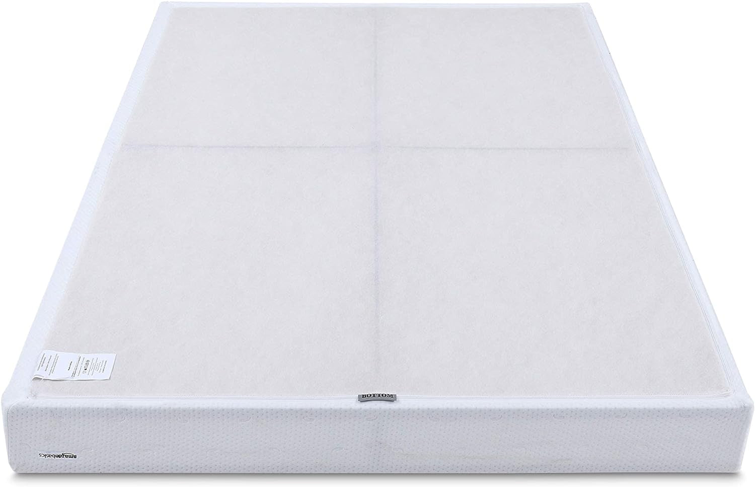 Smart Box Spring Bed Base, 5-Inch Height Mattress Foundation, Tool-Free Easy Assembly, Full, 74"L X 53"W X 5"H, White