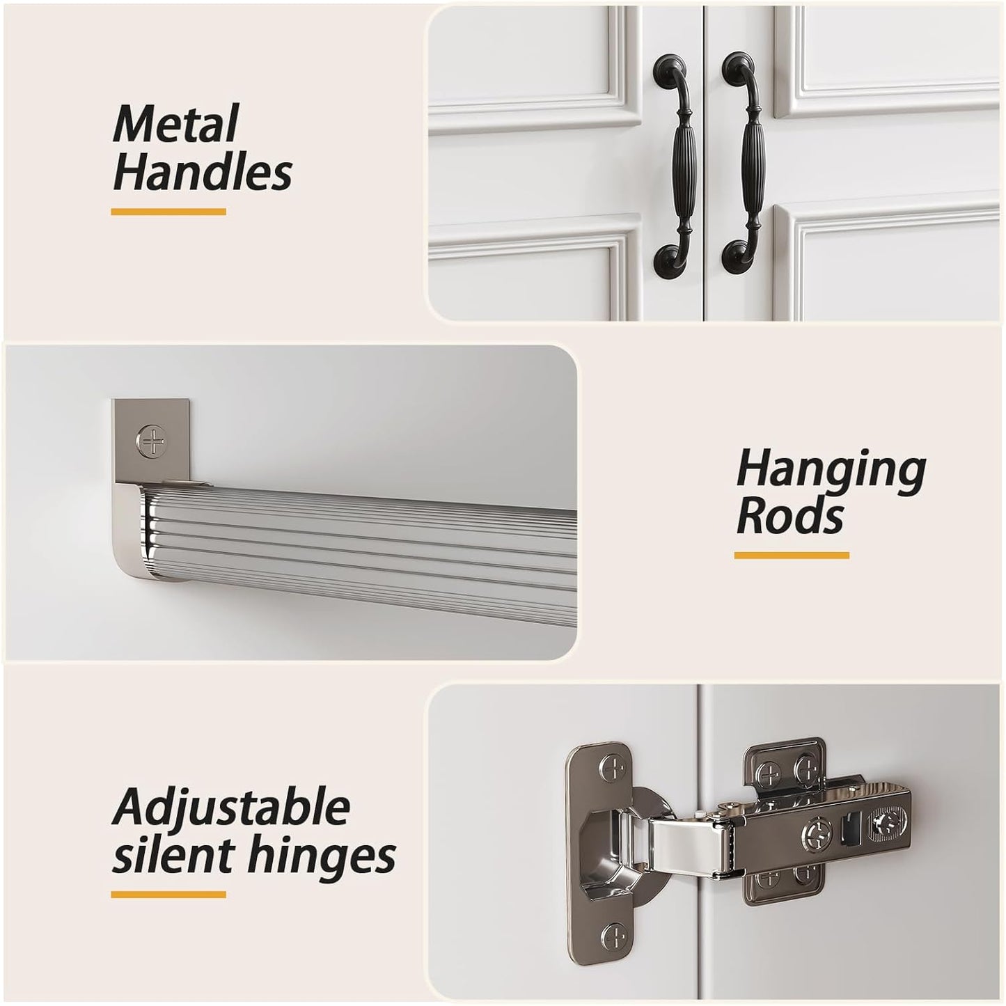 Arched Armoire Wardrobe Closet with 2 Doors, 71" H Wooden Wardrobe Cabinet with Hanging Rod and Shelves, Freestanding Armoire Storage Cabinet for Bedroom, Cloak Room, White