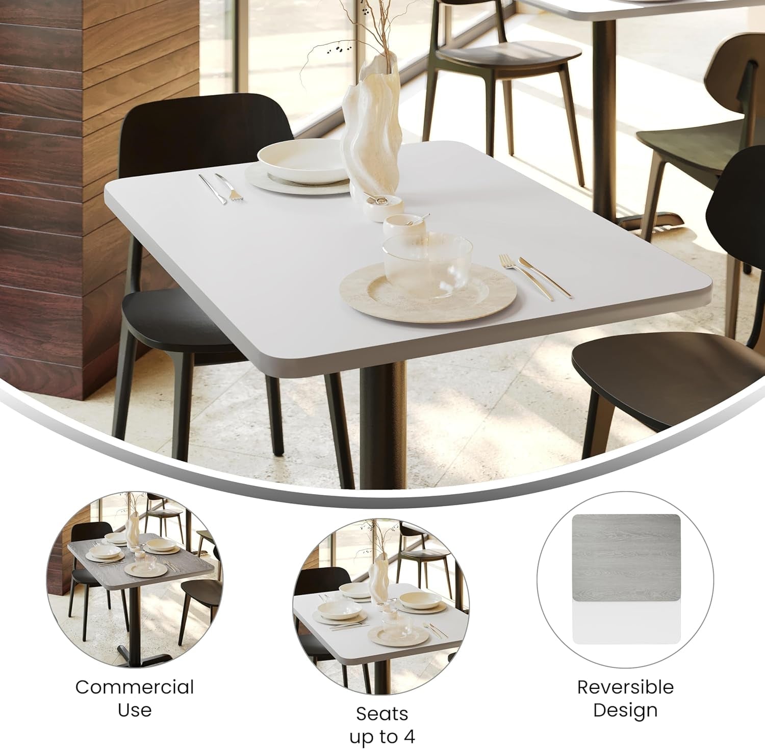 Glenbrook 24'' X 30'' Rectangular Table Top with White or Gray Reversible Laminate Top