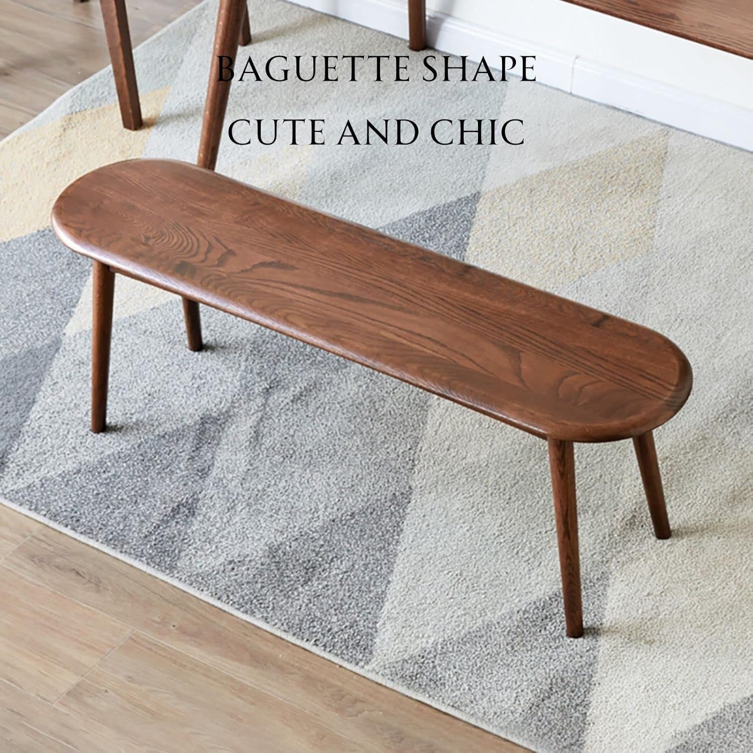 100% Solid Oak Indoor Dining Bench, Wood Bench for End of Bed with Safety Rounded Corners, Entryway Benches for Farmhouse, Kitchen, Living Room(Walnut,12" L X 39.5" W X 16.2" H)