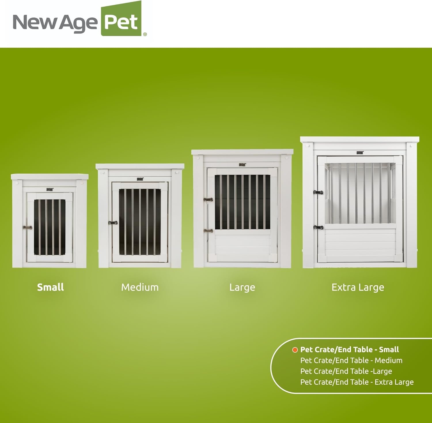 ECOFLEX Dog Crate Furniture End Table, Durable Wood-Plastic Composite, Stainless Steel Latch, Easy Assembly, Ideal for Dogs up to 20Lbs, Antique White Small