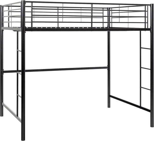 Timothee Urban Industrial Metal Twin over Loft Bunk Bed, Twin Size, Black