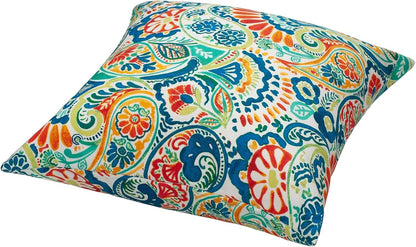 Patio Pillow Covers ONLY 18"X18", Set of 2, Fade-Resistant Outdoor Indoor Cushion Cases Decorative Throw Pillowcase Shell for Couch Garden Furniture -Paisley Multi