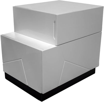 Modern Eastern King Bedroom 4Pc Set, LED Lighting, Gloss Lacquer Finish Wood Bed Set with Storage, Black/White