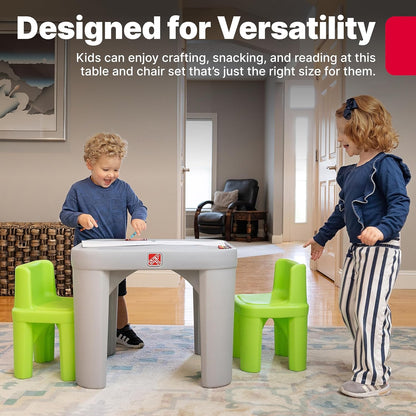 Mighty My Size Kids Table & Chair Set, Playroom Activity Table for Arts & Crafts, Made of Durable Plastic, for Toddlers 2+ Years Old, Gray & Green