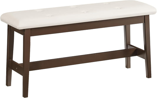 Dining Bench, Bamboo Dining Room Bench with PU Leather Upholstered Seat, for Kitchen, Living Room, Hallway, Kitchen, Entryway, Beige and Brown CE13CD01