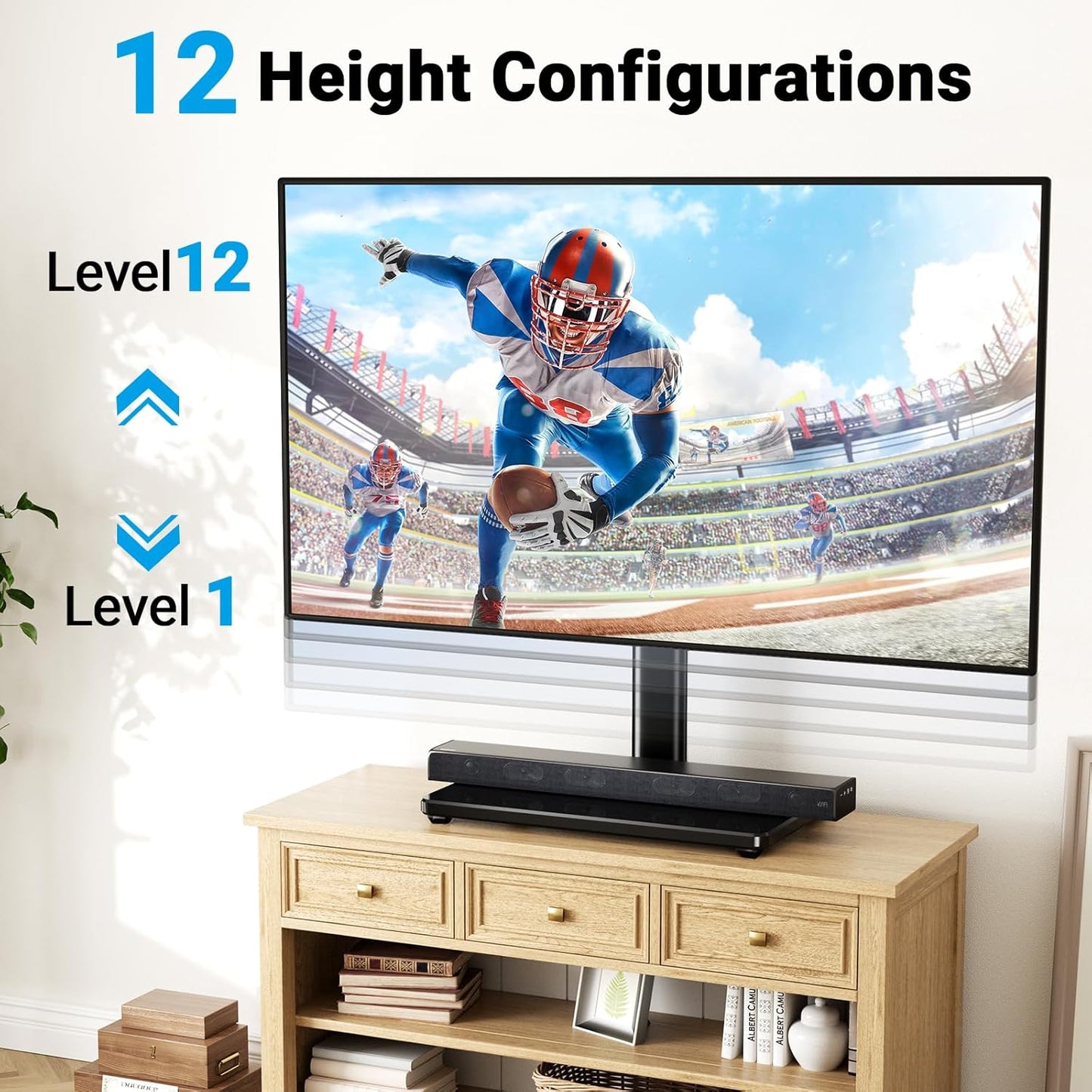 Universal Swivel TV Stand for 24-60 Inch Tvs up to 99 Lbs, 12 Height Adjustable Table Top TV Stand, TV Base Stand with Tempered Glass Base, Max VESA 400X400Mm, PSTVS33