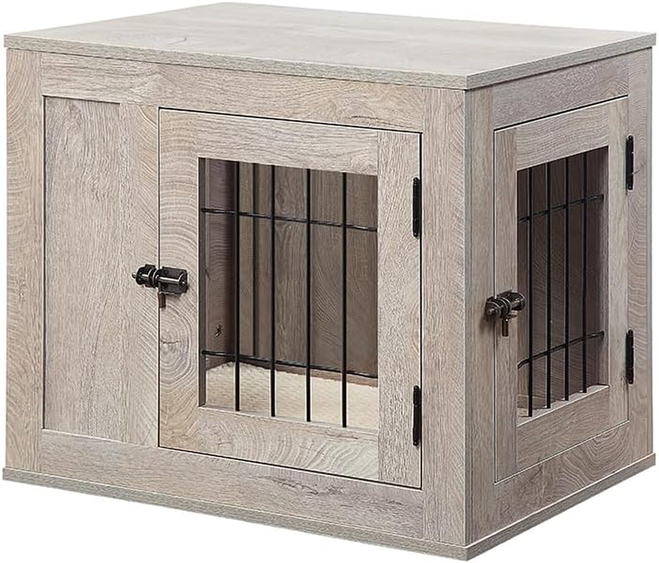 25.5 Inch Furniture Style Dog Crate for Small Dogs, Cats, Min Pigs, Rabbit, Indoor Aesthetic Puppy Kennel, Modern Decorative Wood Wire Pet House Cage, Pretty Cute End Side Table, Grey