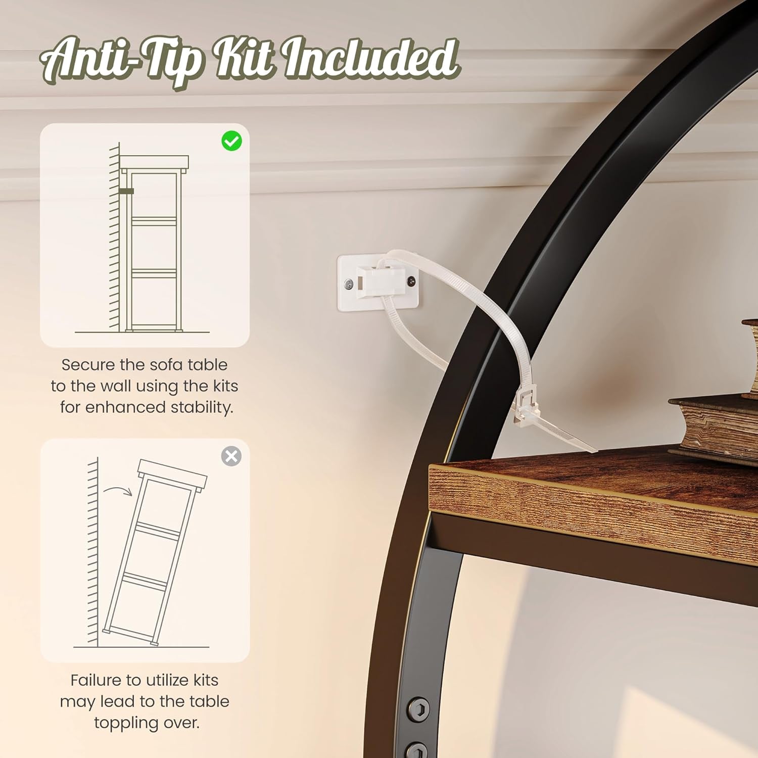 41.3 Inch Entryway Table, Industrial Console Sofa Table with Storage, Accent Table with Shelves, for Entry, Hallway, Entrance, Foyer, O-Shaped Metal Frame, Rustic Brown