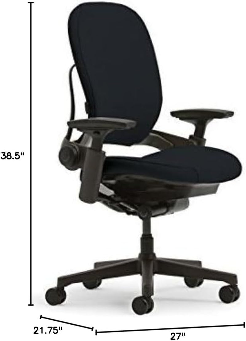 Leap Office Chair V2 - Seven Points of Adjustability - Ergonomic Back Support Chair - Lumbar Support - 4D Adjustable Arms - Black Frame - Black Fabric