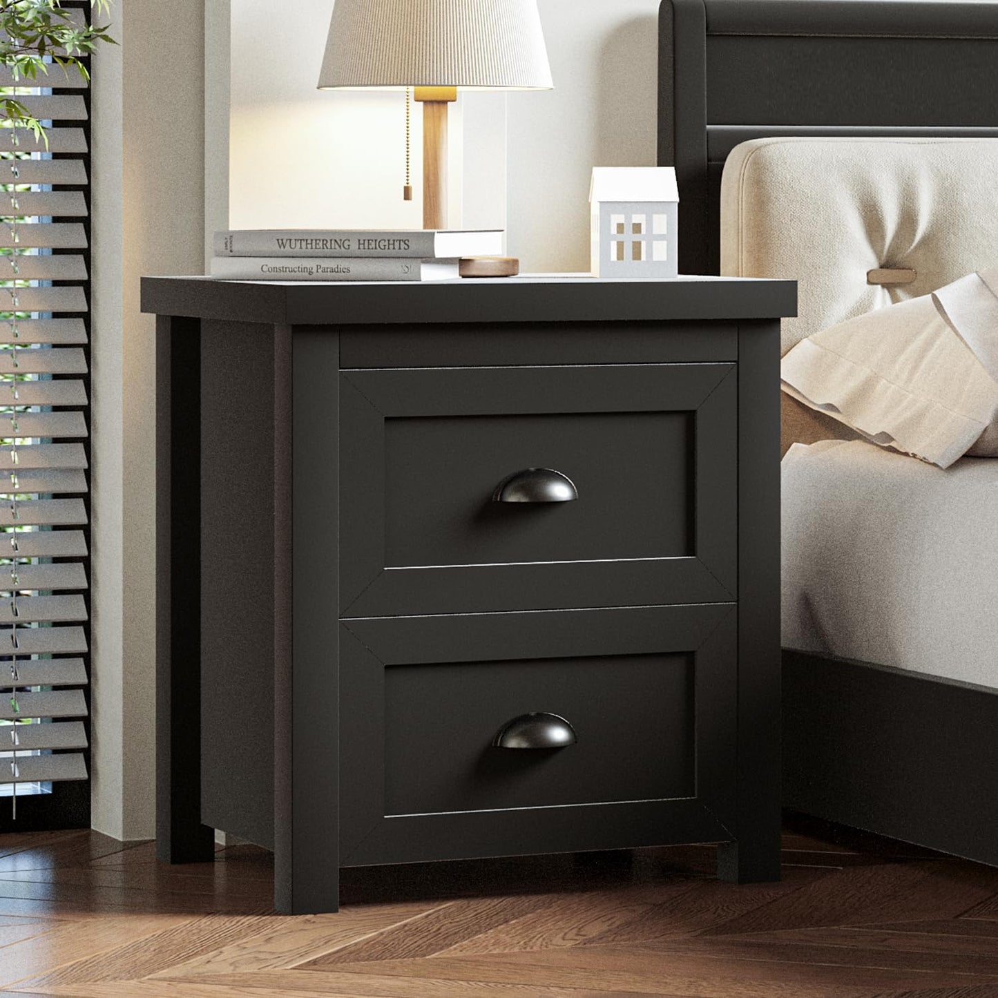 4-Piece Farmhouse Bedroom Dresser Set, 7 Drawer Double Dresser & 5 Drawer Tall Dressers & 2 Nightstands with 2 Drawers