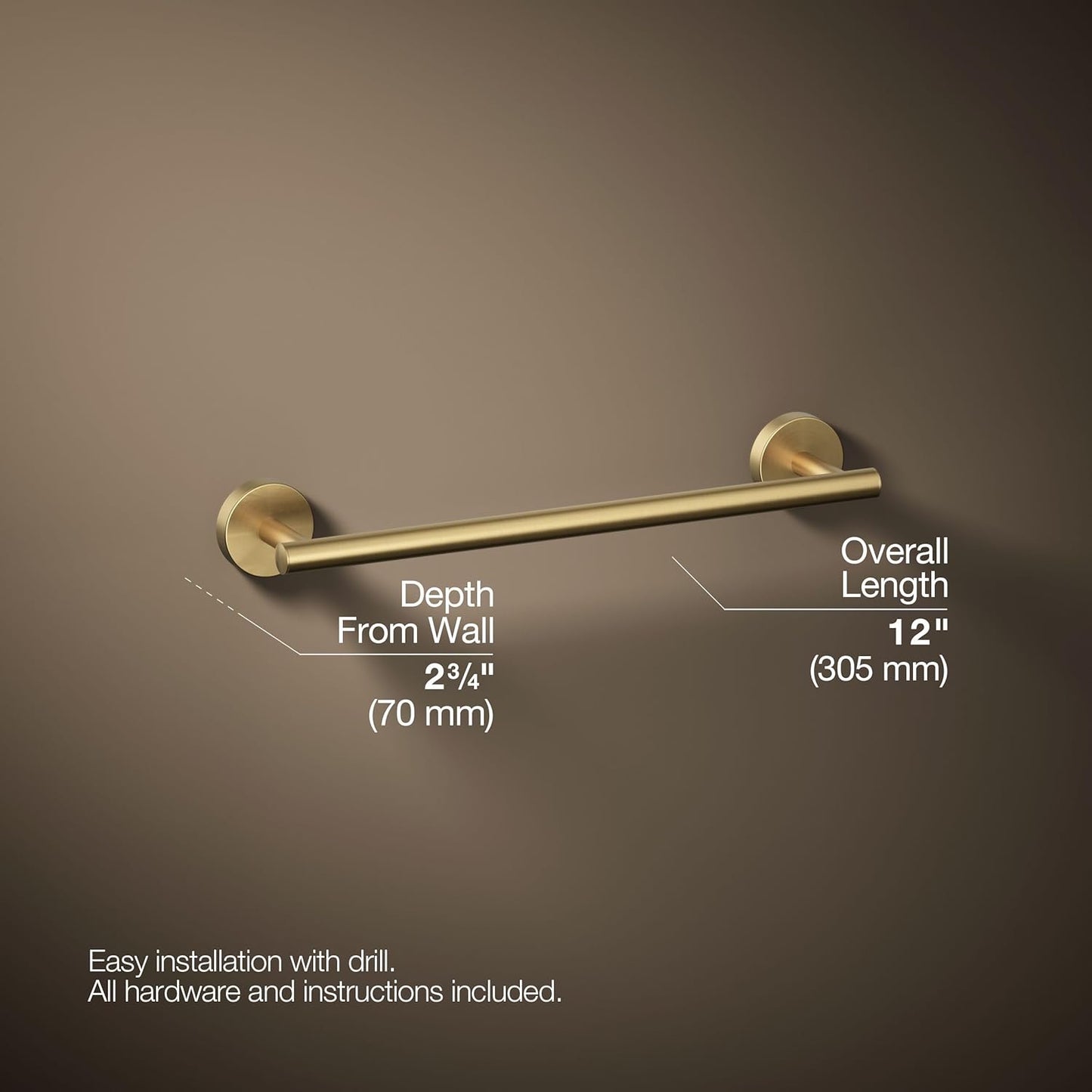 27288-2MB Elate® 12" Towel Bar, Vibrant Brushed Moderne Brass