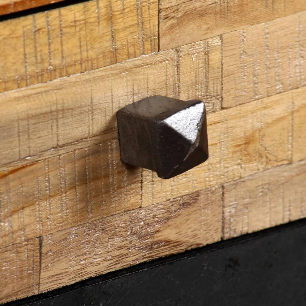 Reclaimed Wood Writing Desk, 43.3 Inch Teak & Steel Computer Table, Modern Home Office Study Furniture with 4 Drawers, Lacquered Finish, 19.7" D X 29.9" H