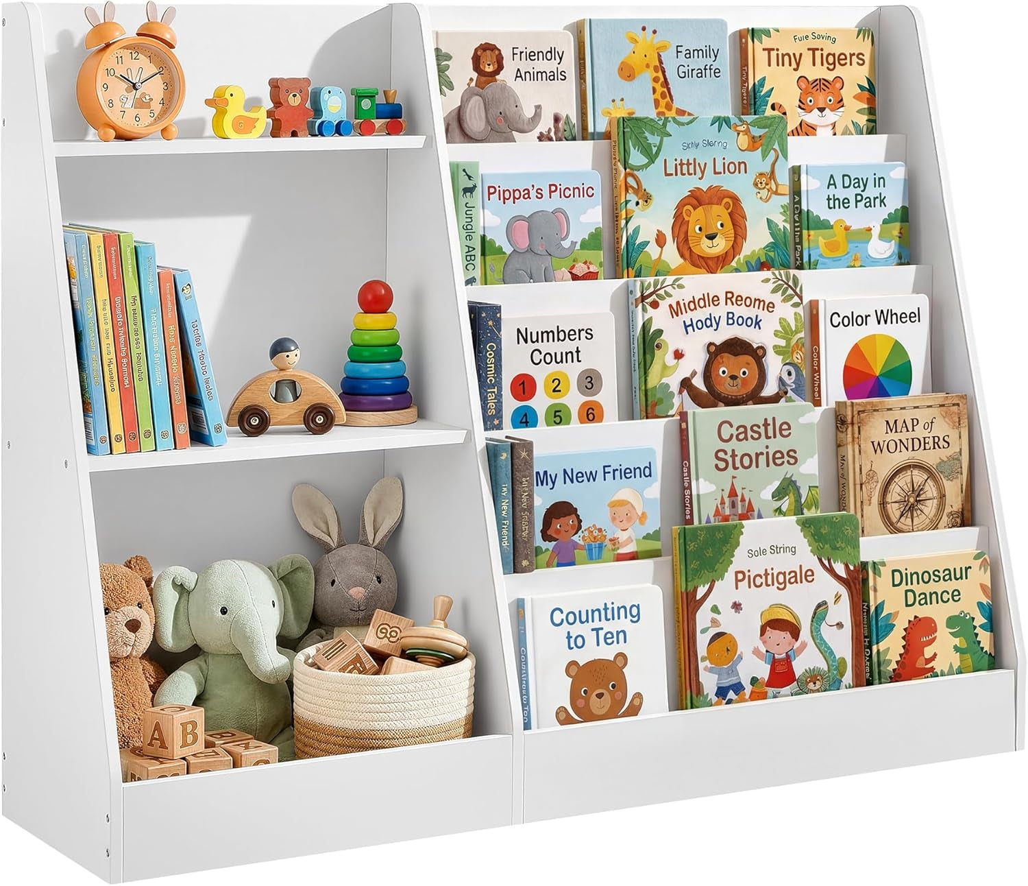 Book and Toy Storage Organizer, 5-Tier Montessori Kids Bookshelf and Toy Storage Shelf, for Children'S Room, Reading Nook, 11.8 X 40.8 X 31.5 Inches, Cloud White UGKR077WZ01