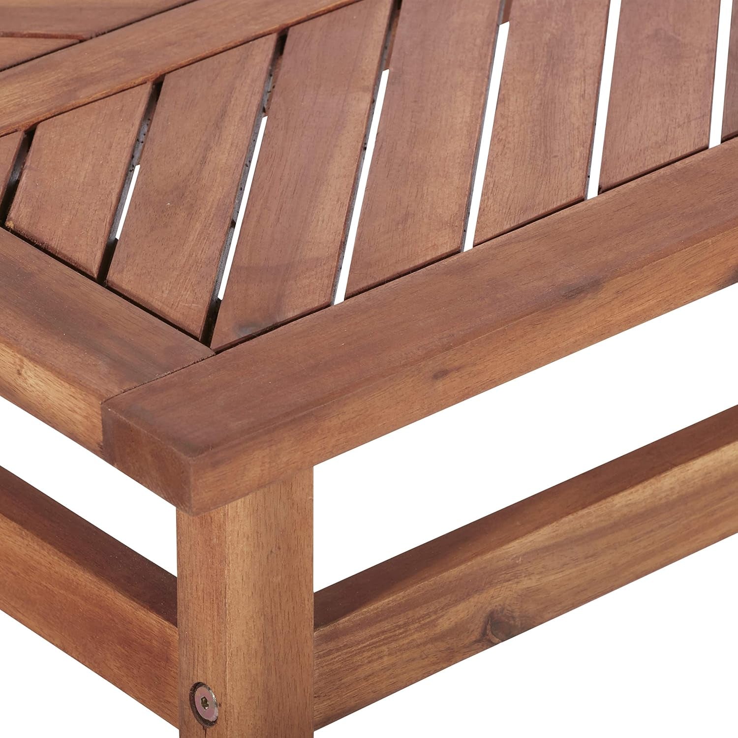Outdoor Patio Wood Chevron Rectangle Coffee Table All Weather Backyard Conversation Garden Poolside Balcony, 42 Inch, Brown