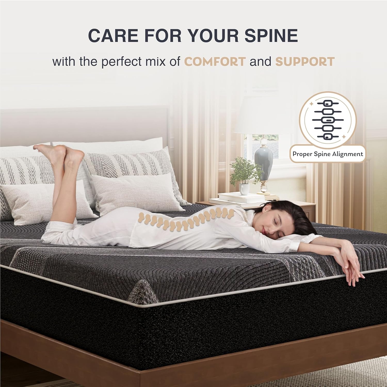 Queen Mattress 10 Inch Charcoal Gel Memory Foam in a Box, Certipur-Us Certified, Fiberglass Free, Cooling Double Mattress, Made in the USA of US Foam, 80" × 60" × 10", Medium