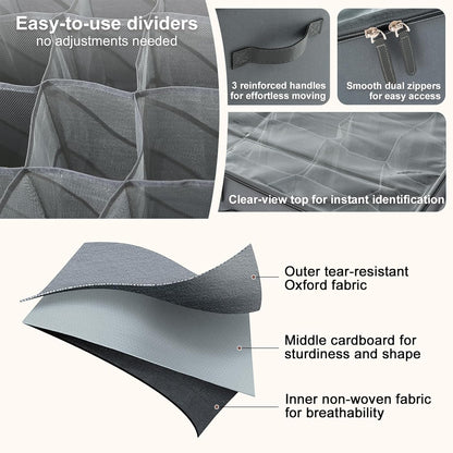 Shoe Organizer for Closet Shoe Storage Boxes Holder Containers Collapsible Fabric Shoes Cube Compact Bins for Dorm, Small Spaces, Fits Sandals, Large Shoes up to 24Pairs