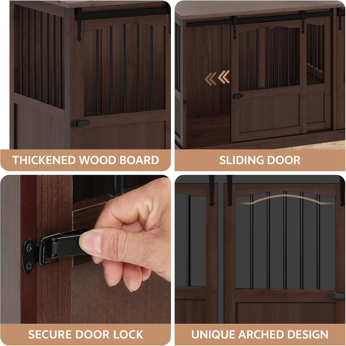 70.86" Double Dog Crate Furniture for 2 Medium Large Dogs Wooden Heavy Duty Dog Kennel Furniture with 2 Sliding Doors and Divider Decorative Dog Cage TV Stand End Table for Indoor Brown