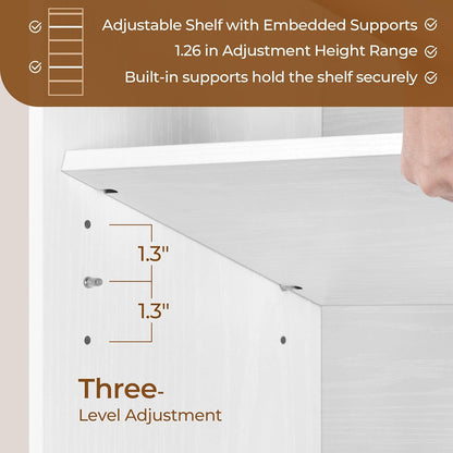 7-Tier Open Bookcase and Bookshelf, Modern Simple Floor Standing Display Storage Shelves with Top Open Compartment for Home Office, Living Room, Bed Room - White