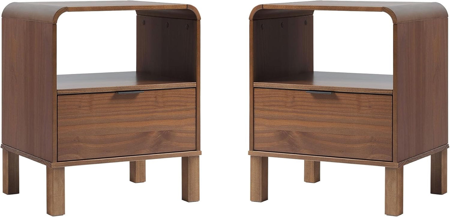 Elias Modern Curved-Frame Solid Wood Nightstand