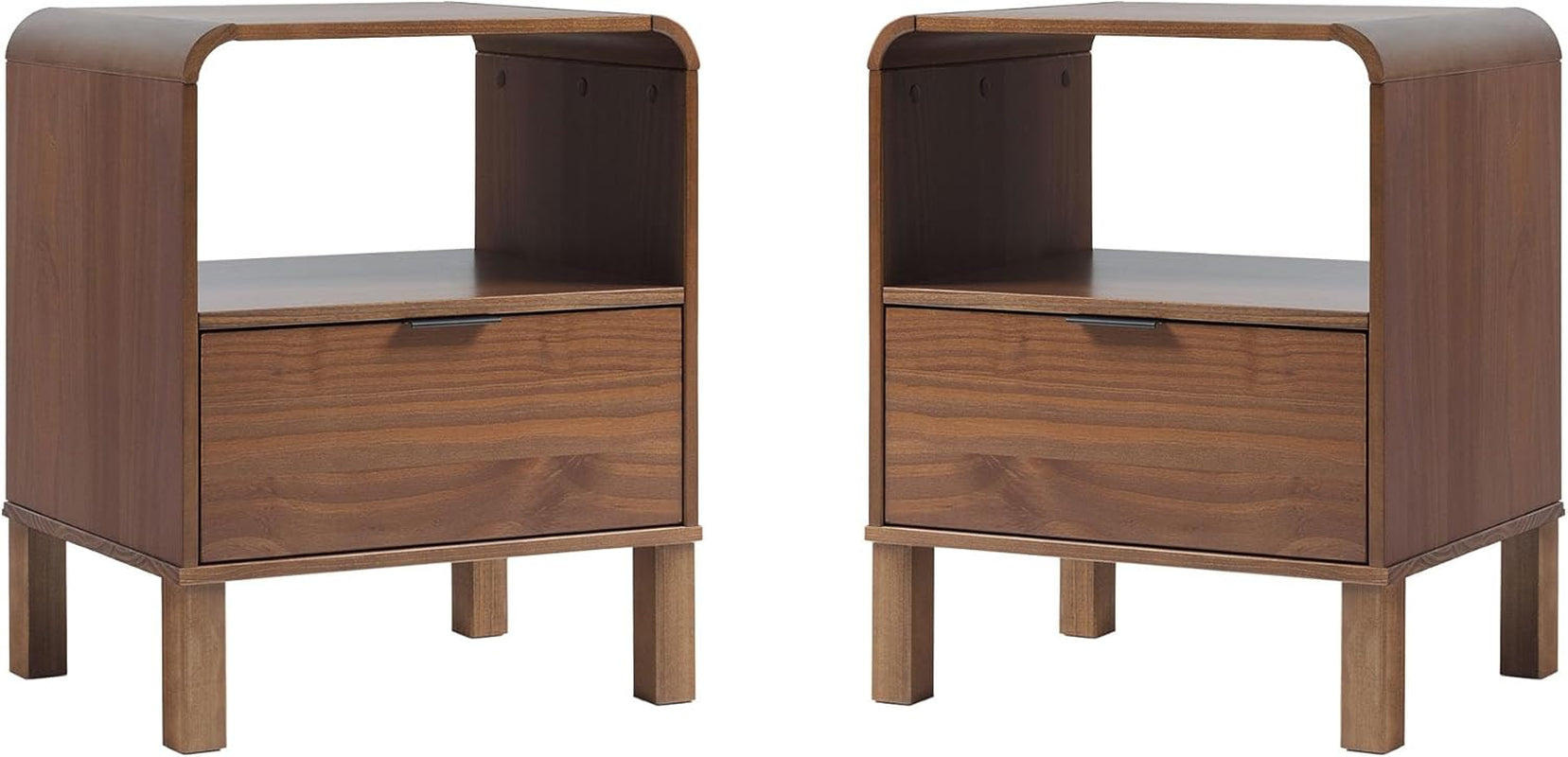 Elias Modern Curved-Frame Solid Wood Nightstand