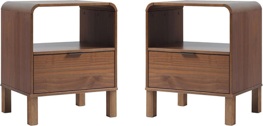 Elias Modern Curved-Frame Solid Wood Nightstand