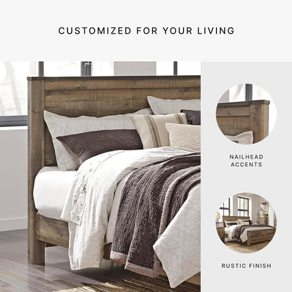 Signature Design by Ashley Trinell Rustic Panel Headboard, King/California, Warm Brown