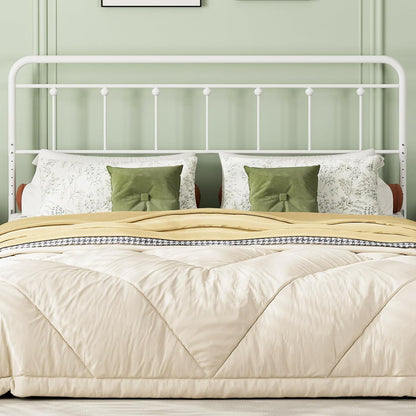 Metal California King Headboard Only, Adjustable Height, Steel Cal King Headboard with Bed Frame Brackets Adapter, Farmhouse Victorian Style, Easy Assembly, White