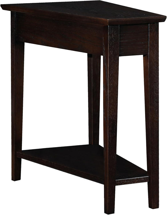 Teegan Solid Wood Recliner Wedge End Side Table with Shelf, Chocolate Oak Brown, Perfect for Living Rooms, Bedrooms, and Small Spaces – , 10074-CH