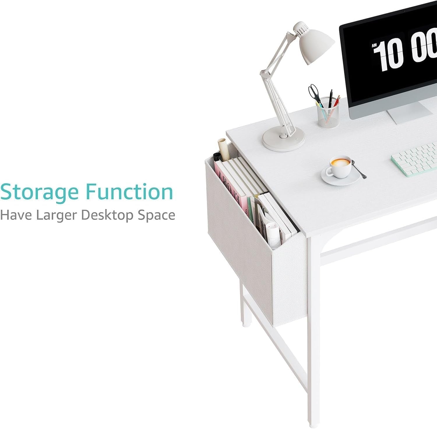 White Small Desk with Drawers - 40 Inch Computer Desk for Small Space Home Office, Modern Simple Study Writing Table PC Desks