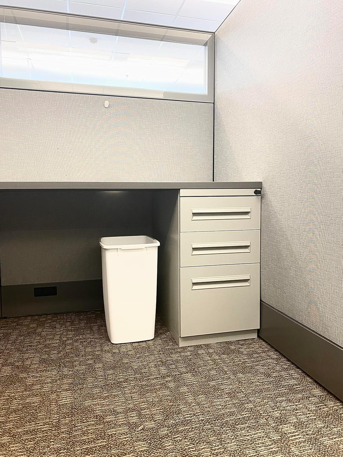 Small Kitchen Bathroom Trash Can, 9 Gallons, White, Waste Basket for under Counter/Kitchen/Office/Bedroom/Bathroom