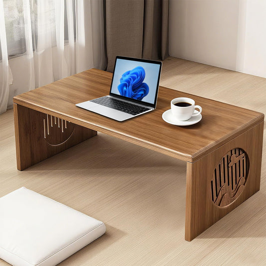 Folding Coffee Table, Foldable Japanese Floor Table No Assembly, Low Coffee Table for Sitting on the Floor, Small Coffee Tables for Living Room Meditation Tea Room Tatami Dining 39.4 Inch
