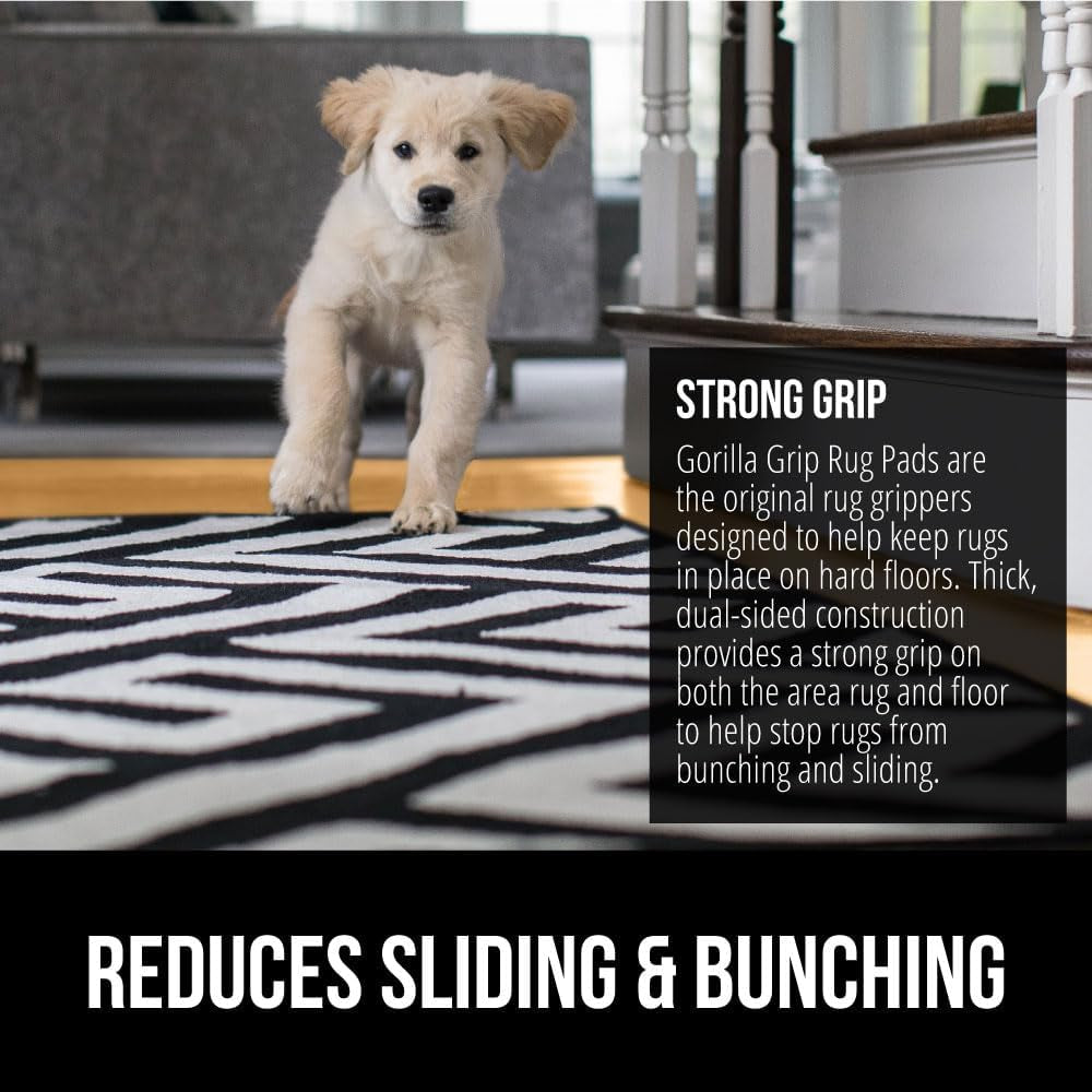 Strong Rug Pad Gripper, US Designed, Grips Keep Area Rugs Safe and in Place, Thick, Slip and Skid Resistant Pads for Hard Floors, under Carpet Mat Cushion and Hardwood Protection 2X3 FT